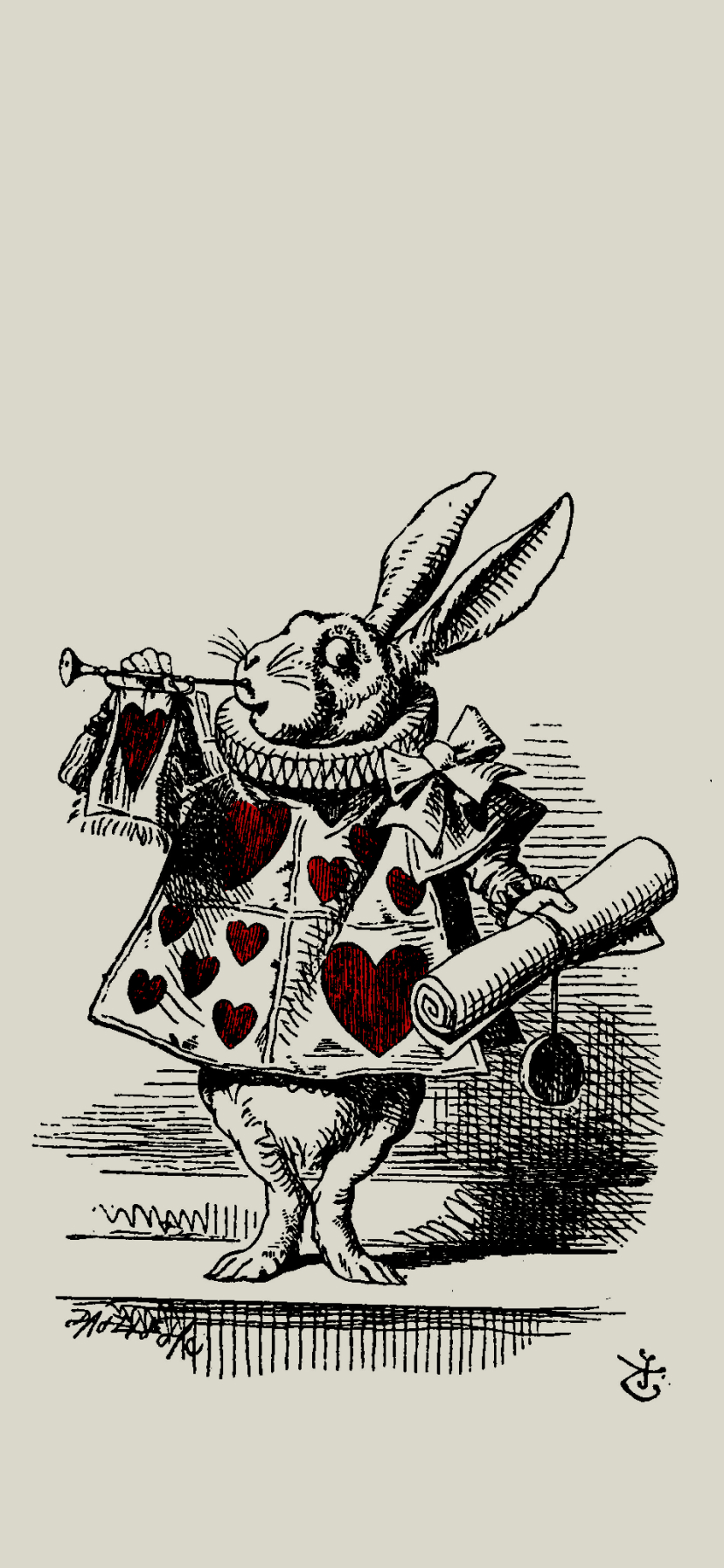 The White Rabbit with a trumpet – Alice in Wonderland Wallpaper | Wallaland